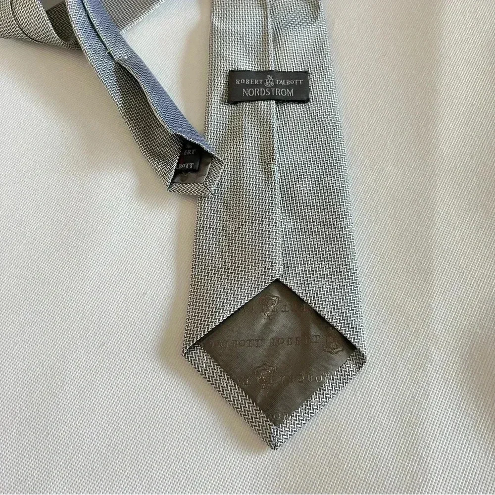 Robert Talbott Nordstrom Tie Hand Sewn Silk/Rayon Gray Textured Geometric Print